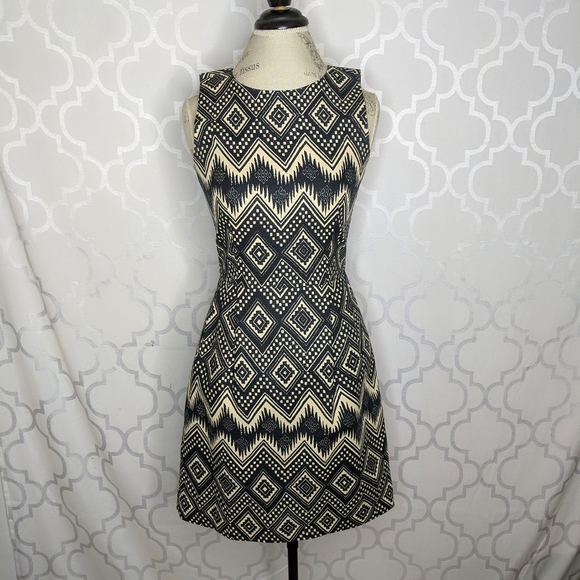 J. Crew Dresses & Skirts - J. Crew Blue Cream Tribal Print Sheath Dress